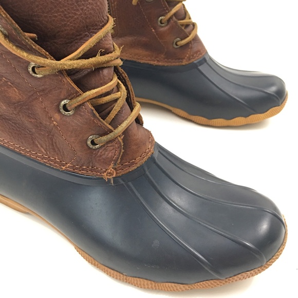grey and turquoise sperry duck boots